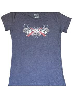 Girls with Guns Crewneck Gray Short Sleeve T-shirt Women's size M
